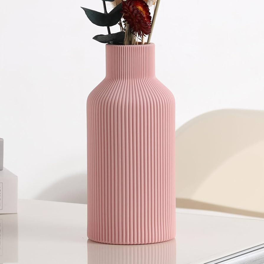 Pink Ceramic Vase for Decor,Minimalist Modern Home Decor,Small Flower Vase for Pampas Grass,Table... | Amazon (US)