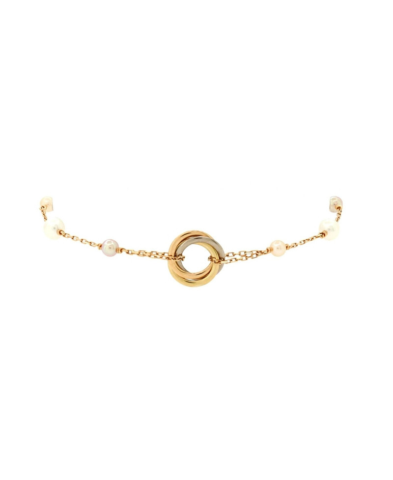 Pre-Owned Cartier Trinity Chain Bracelet 18K Tricolor Gold with Pearls | Bloomingdale's (US)