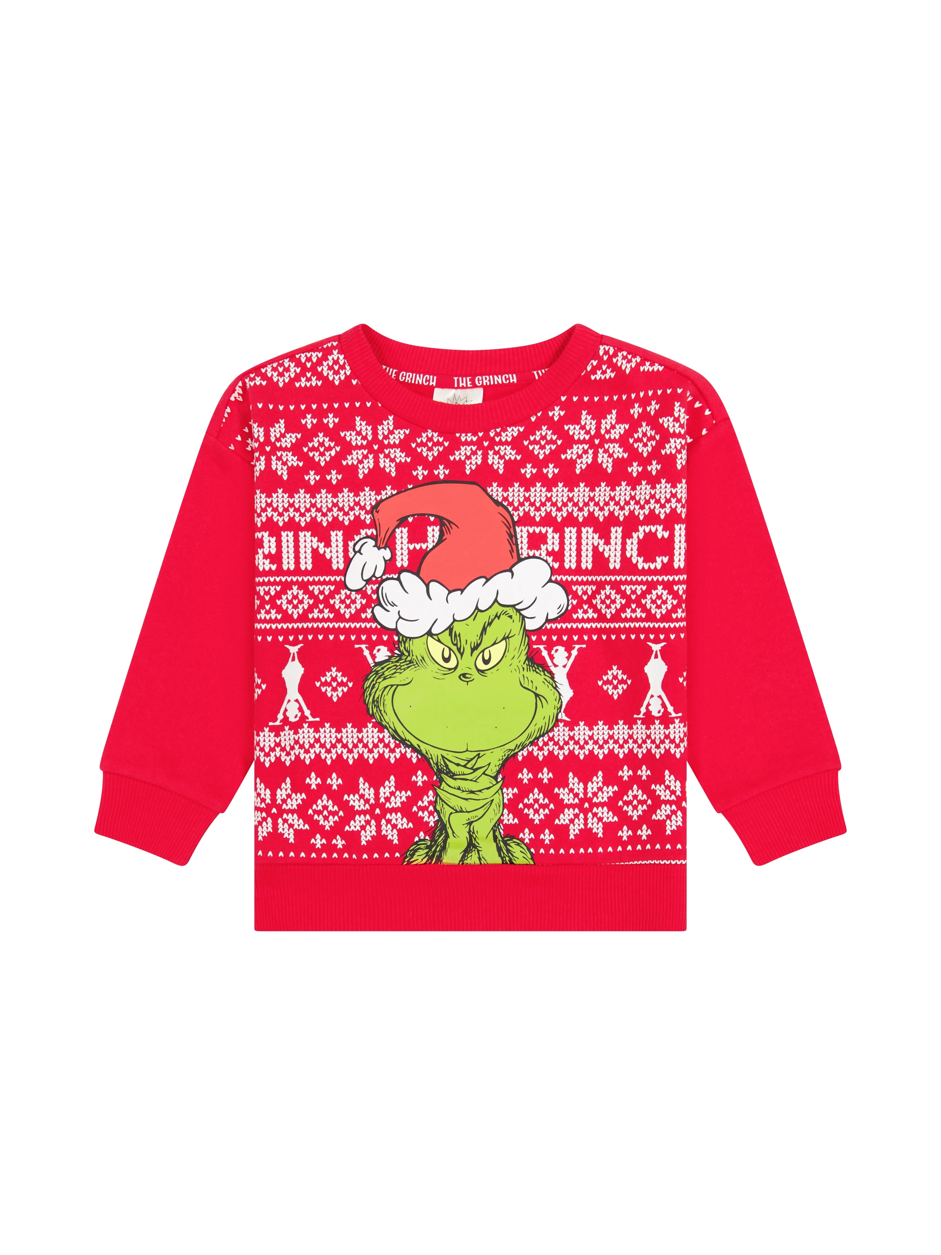 Dr. Seuss The Grinch Toddler Unisex Long Sleeve Red Sweatshirt, Sizes 12M-5T | Walmart (US)