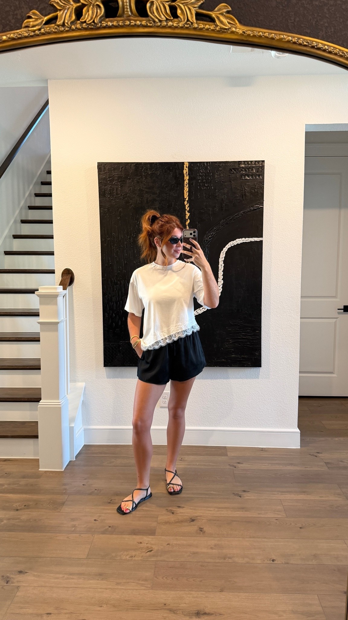 today’s outfit for brunch with the kids - their last time at our fav place in TX 

top is a size small. shorts are size medium 

5’7 • 145lbs • 34DDD

#LTKootd #LTKmomlife