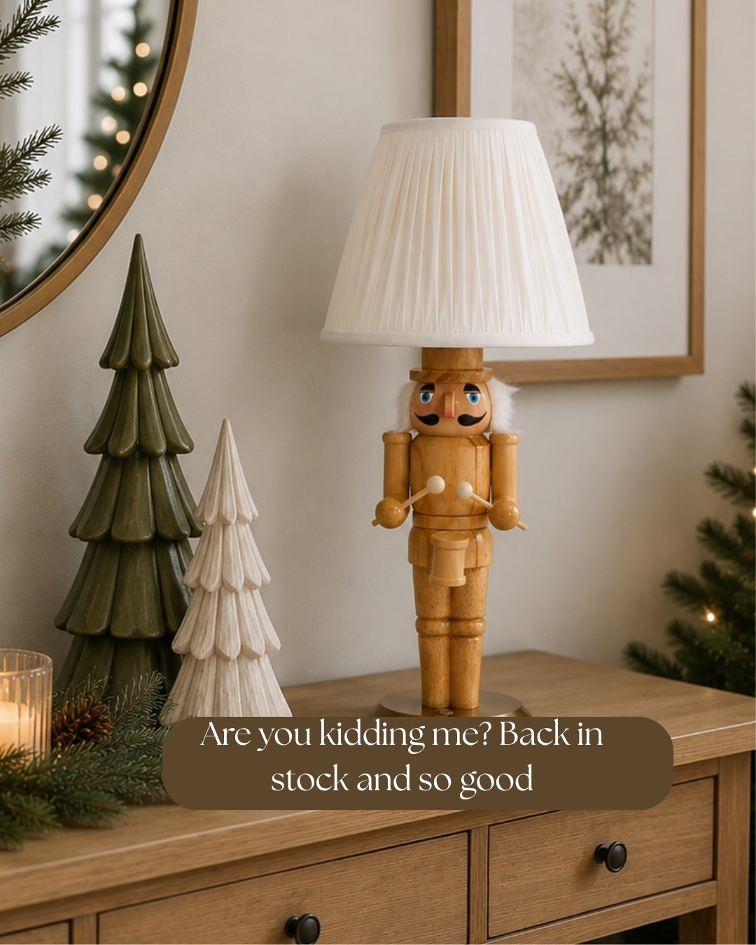 This nutcracker lamp might be the cutest little Christmas addition! 🎄✨

I love how it adds a festive touch without feeling overly Christmas-y. I styled it on the end of our console table with a few neutral trees, greenery + a little candle for the coziest holiday vignette.

Consider this your sign to add a little Christmas magic to an unexpected spot! 🎅🏼

#LTKHome #LTKSaleAlert #LTKSeasonal