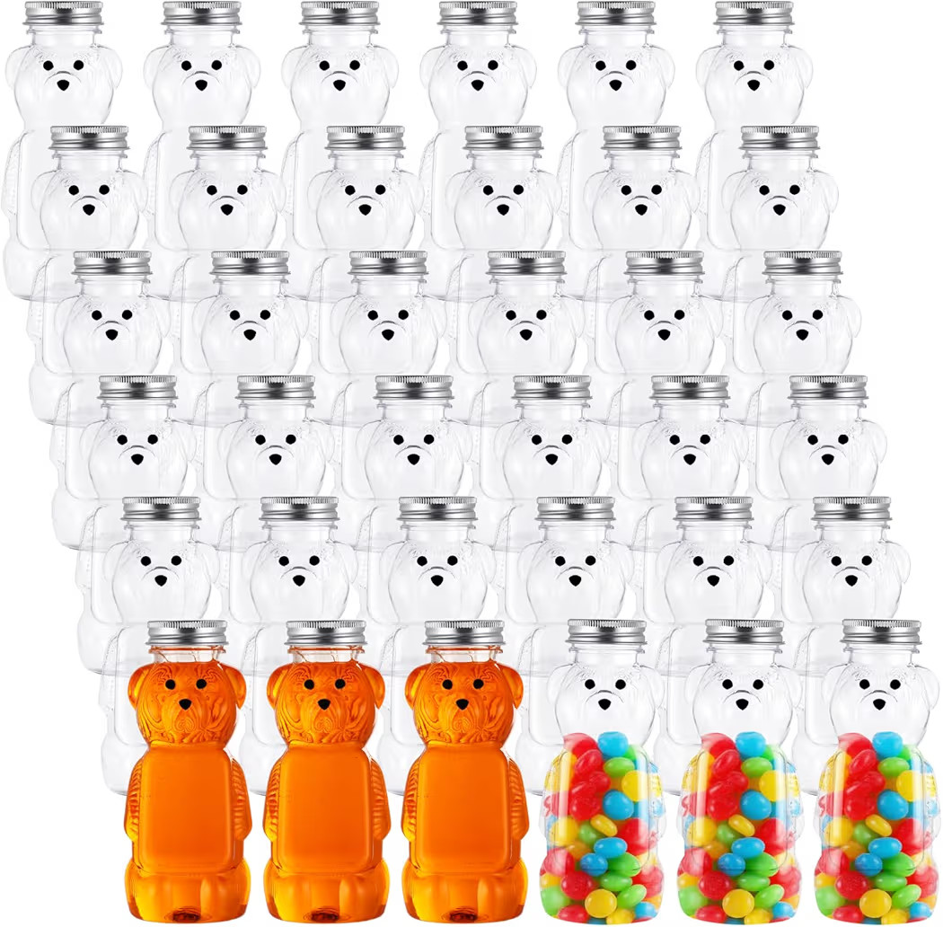 Mifoci 36 Pcs 8 oz Plastic Honey Bear Cups Clear Honey Container with Screw Top Lid Jar Empty Bea... | Amazon (US)