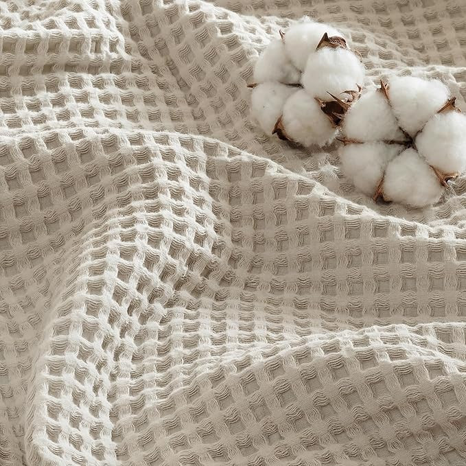 Bedsure 100% Cotton Blanket Queen Size for Spring Summer, Waffle Weave Thin Lightweight Breathabl... | Amazon (US)