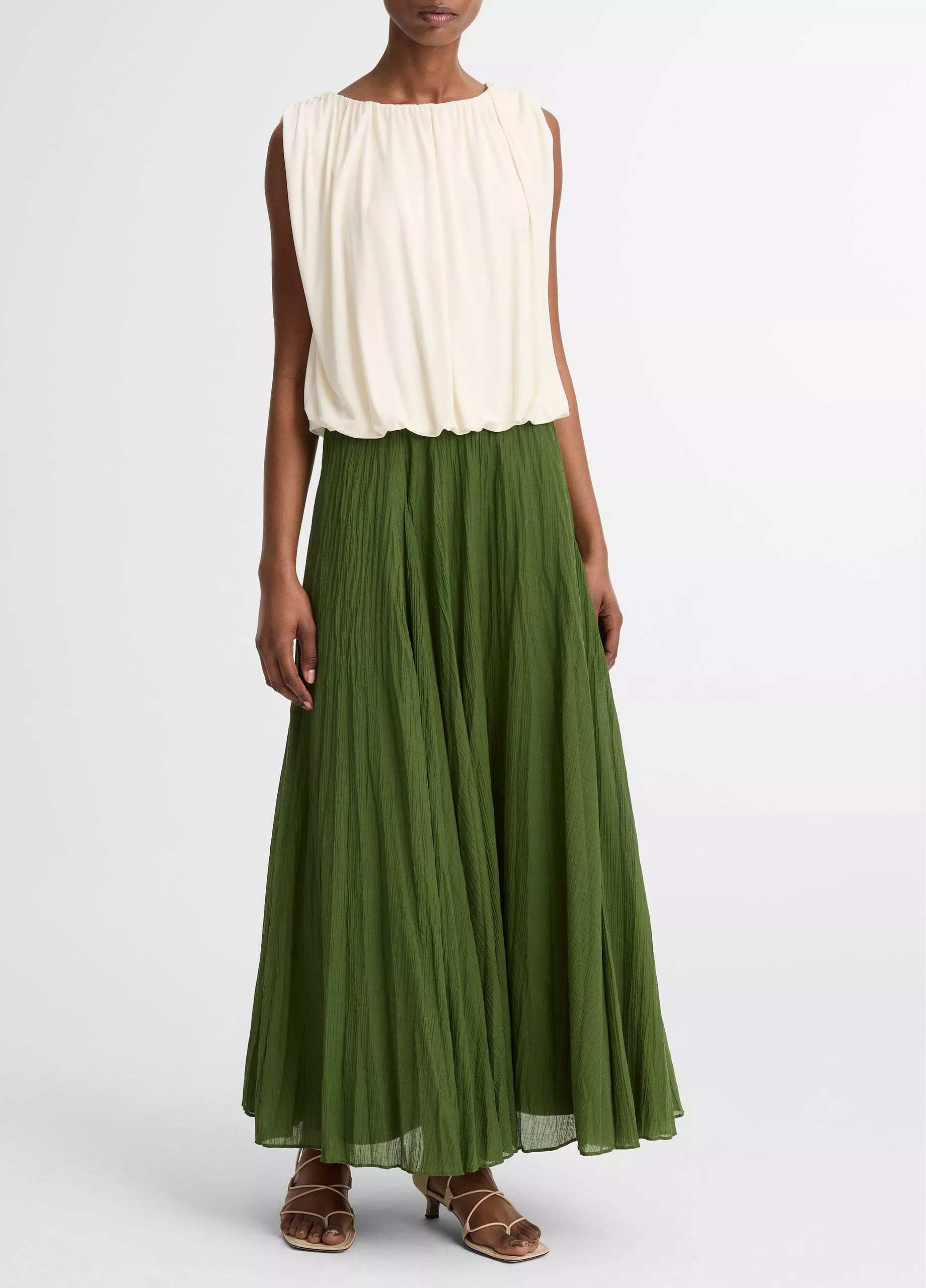 Crinkled Pliss\u00e9 Cotton-Blend Maxi Skirt | Vince LLC