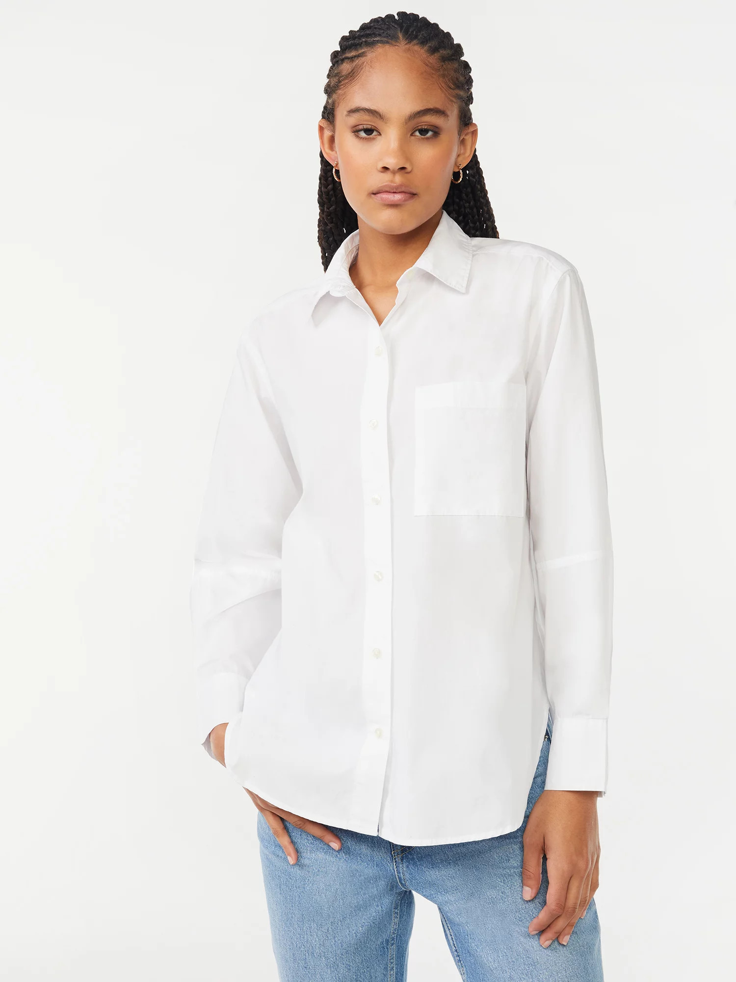 Free Assembly Women's Boxy Button Down Tunic Top | Walmart (US)