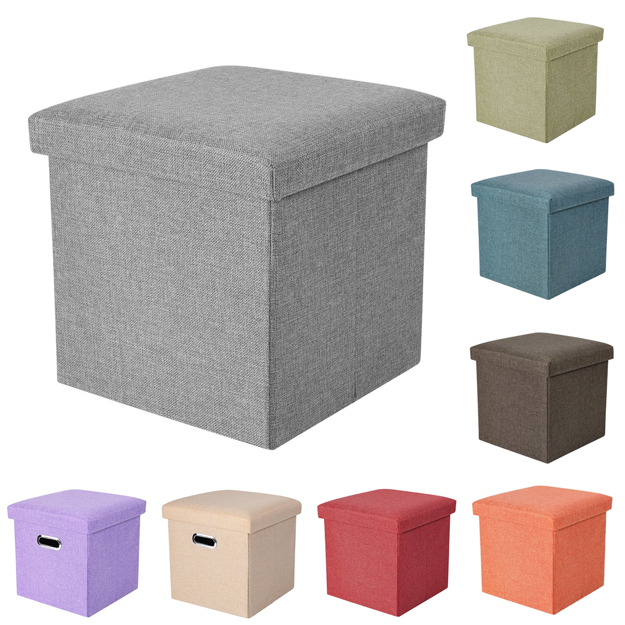 Folding Storage Ottoman Cube Space-Saving Storage Toy Box Foot Rest Stool Seat 11.8" | Walmart (US)