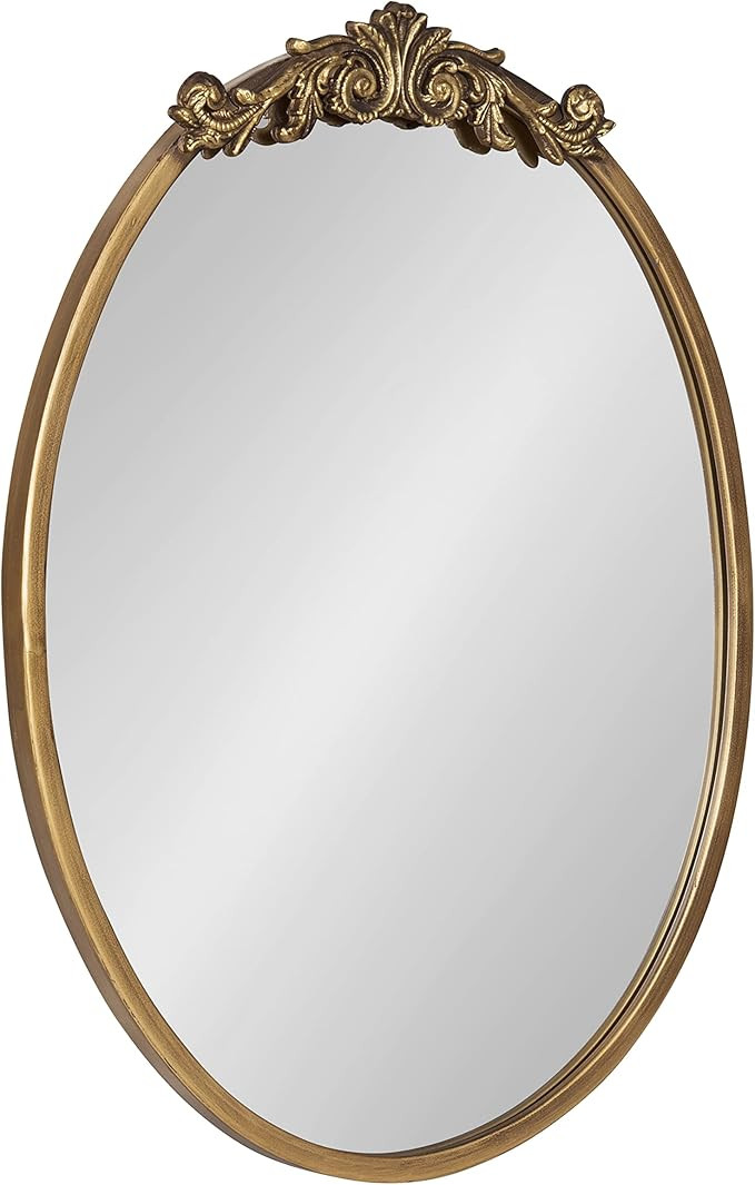 Kate and Laurel Arendahl Ornate Glam Oval Wall Mirror, 18 x 24, Antique Gold, Beautiful Bohemian ... | Amazon (US)