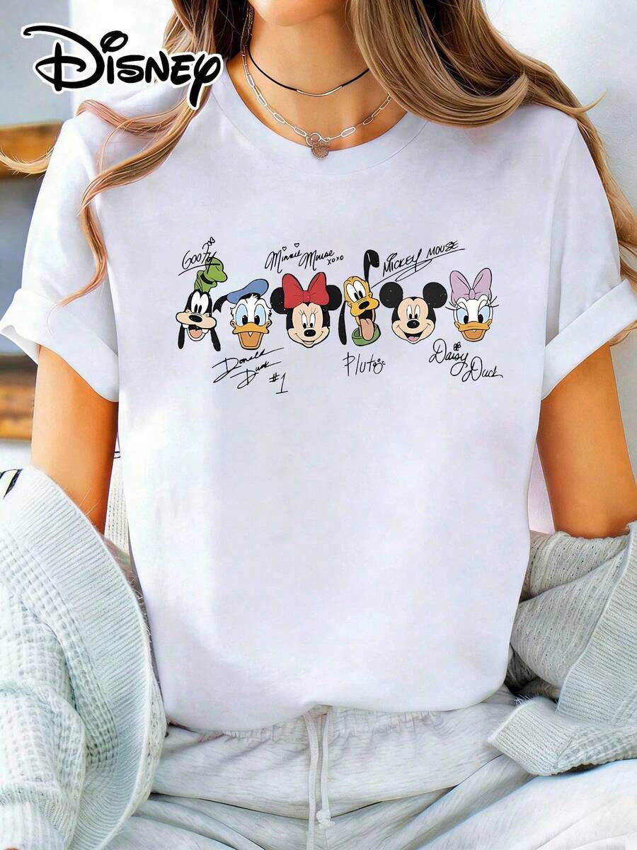 LocalDisney Lady's T-Shirt, Featuring Cartoon Patterns Of Disney Mickey And Minnie's Companions. ... | SHEIN