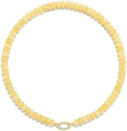 Beaded Gemstone Necklaces for Women Bohemian Colored Choker Natural Stone Bead Summer Beach Handm... | Amazon (US)