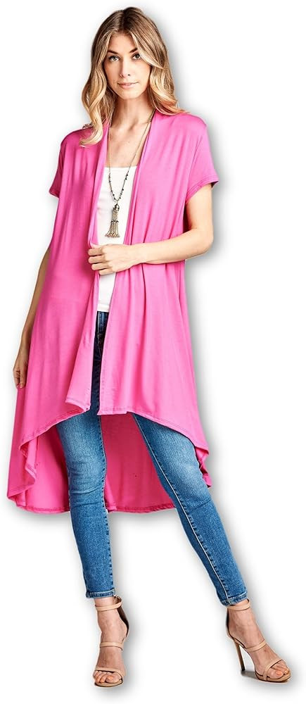 Women's Short Sleeve Ultra Soft Viscose Made from Bamboo Layering Long Duster Cardigan | Amazon (US)