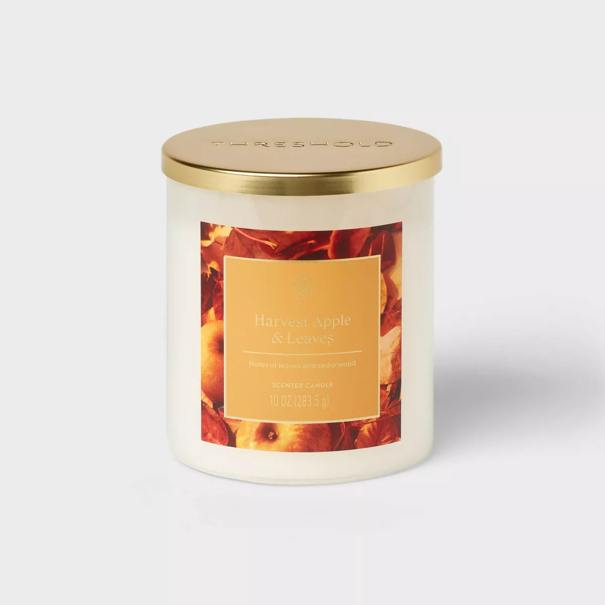 10oz Lidded White Glass Jar Candle Harvest Apple and Leaves - Threshold™ | Target