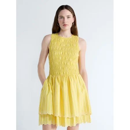 Free Assembly Women's and Women's Plus Smocked Cotton Sleeveless Mini Dress, Sizes XS-4X | Walmart (US)