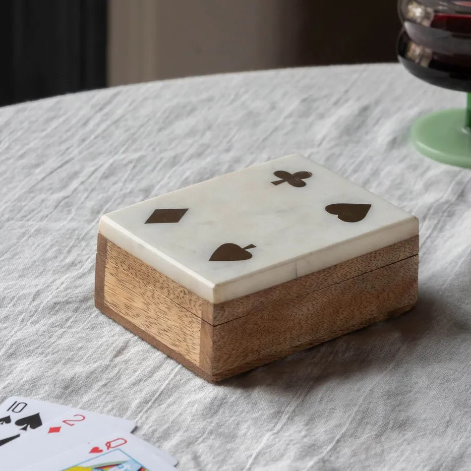 White Marble Card Holder with Cards | Graham and Green