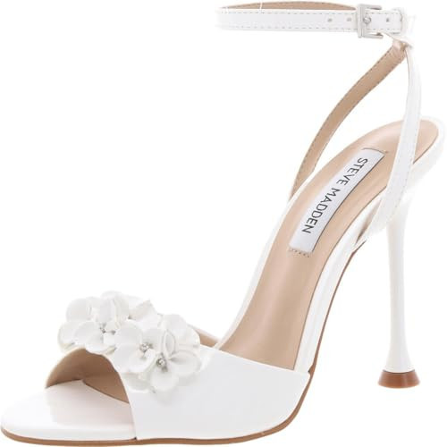 Steve Madden Women's Floral Heeled Sandal, White Patent, 8.5 | Amazon (US)