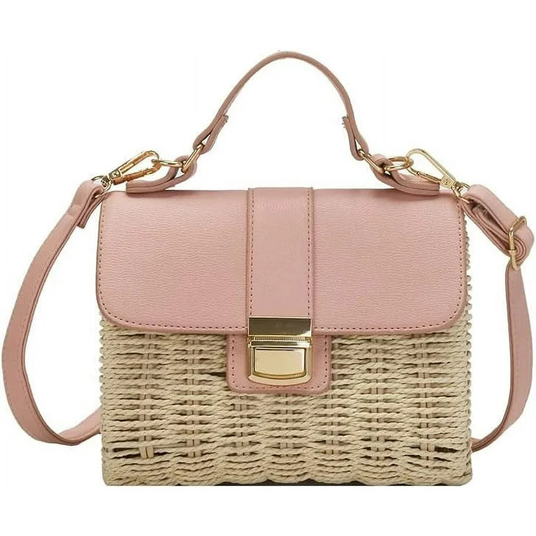 Straw Crossbody Bags for Women, Handmade Straw Rattan Woven Bag Top Handle Handbag Summer Beach E... | Walmart (US)