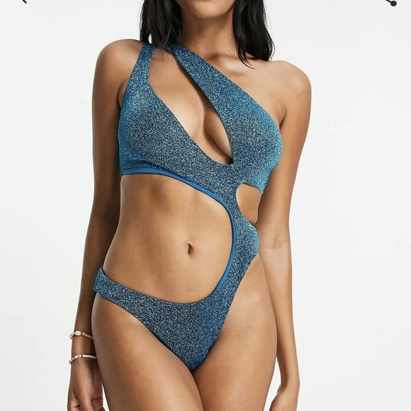 NWT Asos Blue Glitter Cutout Swimsuit | Poshmark