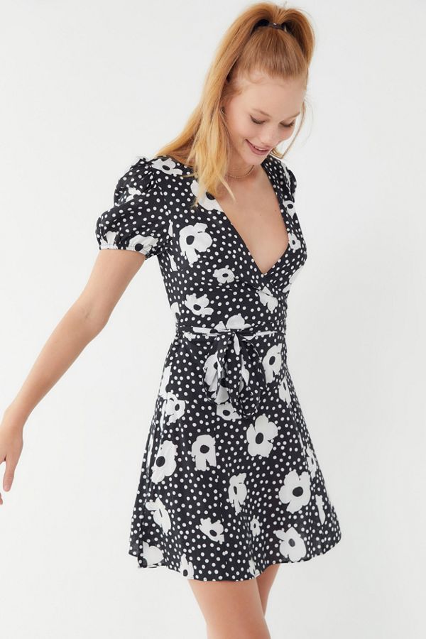 UO Jocelyn Printed Puff Sleeve Mini Dress | Urban Outfitters (US and RoW)