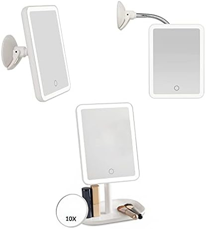 Makeup Mirror with Lights, Lighted Makeup Vanity Mirror with 10X Magnification, Dual Power Supply, P | Amazon (US)