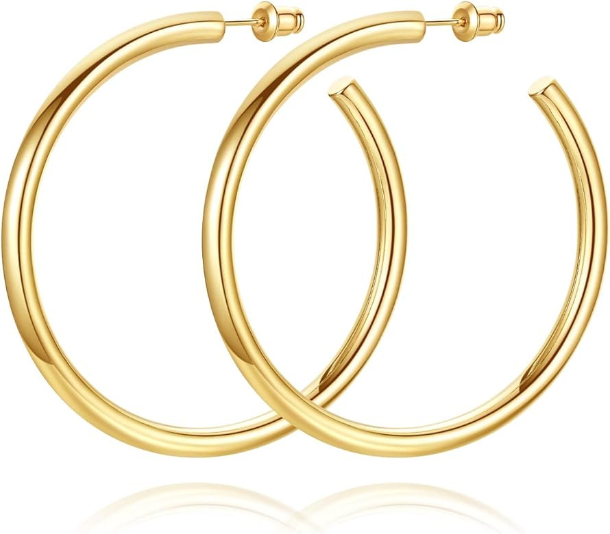 Howoo Chunky Hoops High Polished Hoop Earrings for Women | Amazon (US)