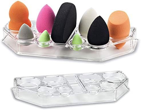 byAlegory Acrylic Makeup Beauty Blending Sponge Organizer Drying Tray Stand | 9 Space Storage Con... | Amazon (US)