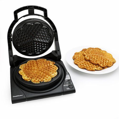 Chef'sChoice - M840 WafflePro Taste/Texture Select Waffle Maker Traditional Five-of-Hearts Easy to Clean Nonstick Plates - Black | Best Buy U.S.