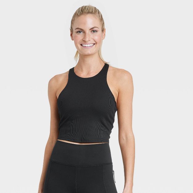 Women's Light Support Ribbed Flex Cropped Sports Bra - All in Motion™ | Target