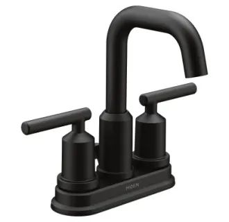 Moen 6150BL Matte Black Gibson Double Handle Centerset Bathroom Faucet with Duralast Valve Techno... | Build.com, Inc.