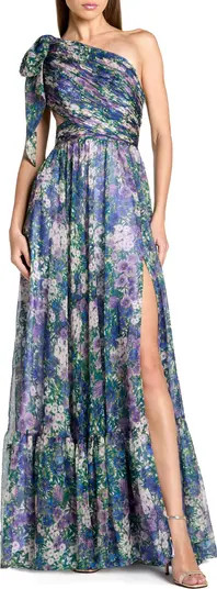 Mac Duggal Women's One Shoulder Floral Maxi Gown with Side Cutout | Nordstrom | Nordstrom