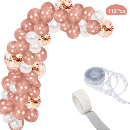 Balloon Arch Garland Kit - 112Pcs - Rose Gold Confetti Balloon Garland for Wedding Birthday Baby Sho | Walmart (US)