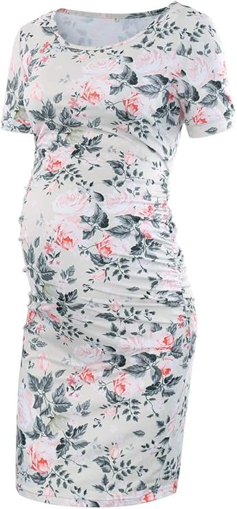 Liu & Qu Women's Maternity Bodycon Ruched Side Dress Casual Short & 3/4 Sleeve Dress for Daily We... | Amazon (US)