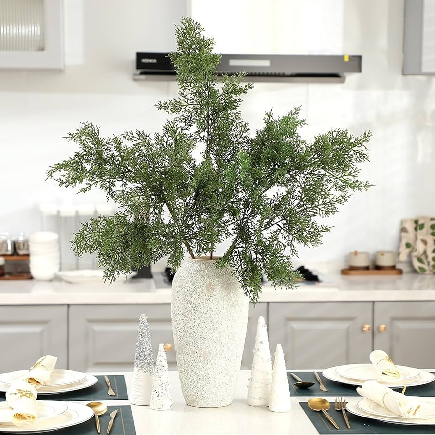 Giegxin 3 Pcs Real Touch Cedar Stem 36 Inch Modern Artificial Christmas Cedar Pine Branches Reali... | Amazon (US)