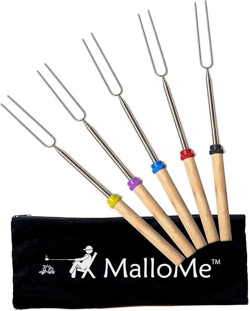 MalloMe Marshmallow Roasting Sticks - Smores Skewers for Fire Pit Kit - Hot Dog Camping Accessori... | Amazon (US)