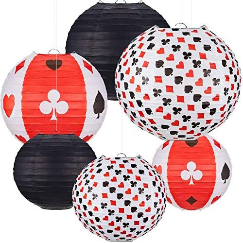 6 Pieces Casino Party Decoration Casino Paper Lanterns Poker Party Lanterns Casino Themed Party C... | Amazon (US)