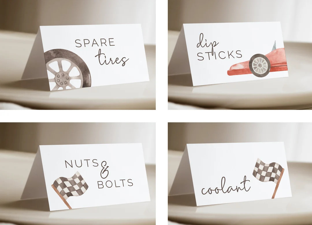 Race Car Food Tent Labels, Editable Template, Vintage Race Car Labels, Printable, Spare Tires, Co... | Etsy (US)