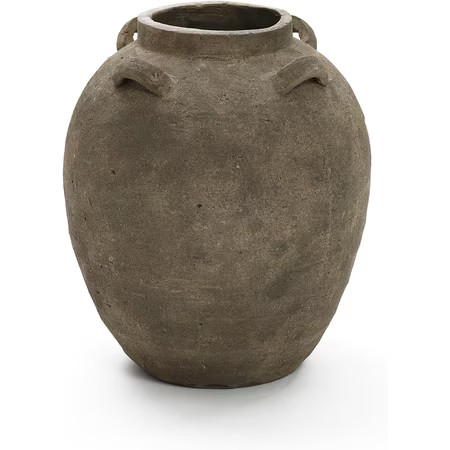 LuxenHome Rustic Ceramic Flower Vase,15 Inch Tall Brown Terracotta Vases | Terracotta Cauldron Vase for Living Room Decor, Large Floor Vase Home Décor Accents, Round Vintage Pottery Vases Home Decor | Walmart (US)
