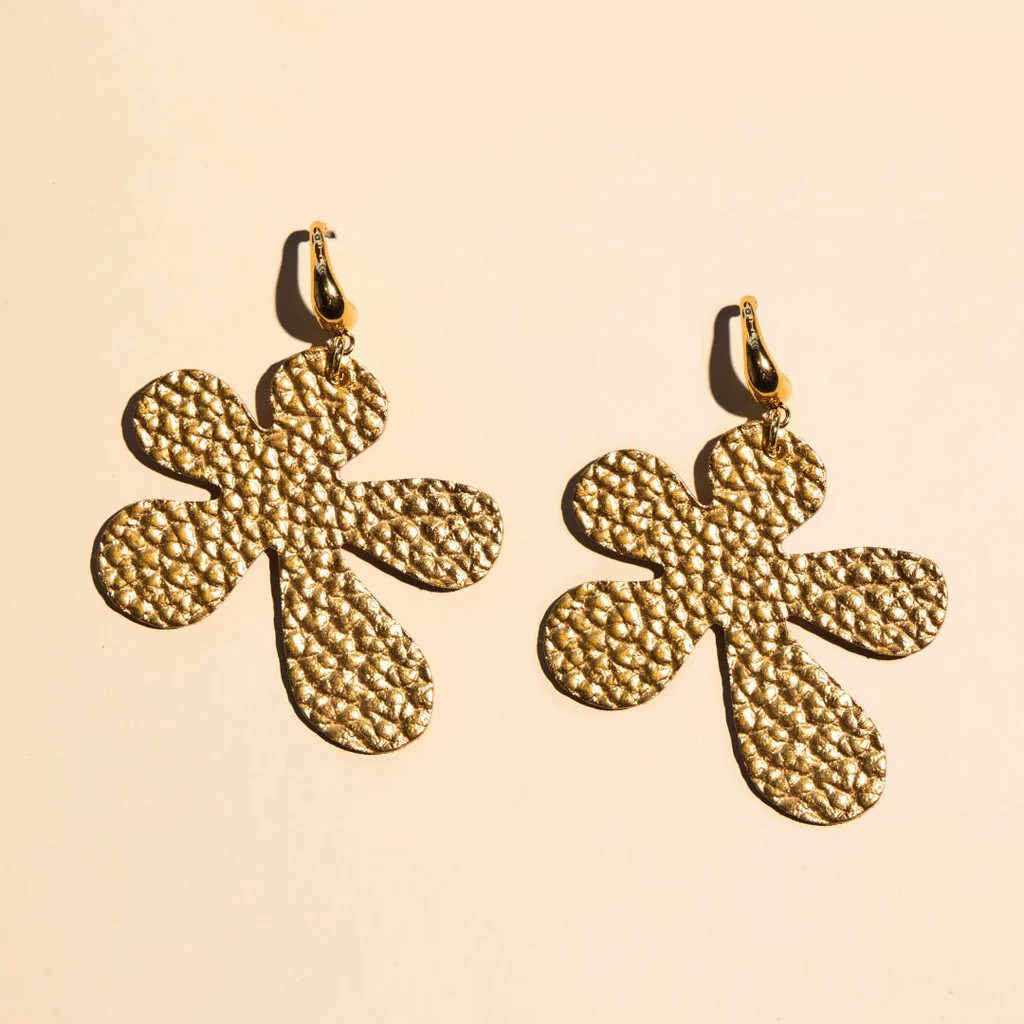 Hammered Gold Poppy | Nickel and Suede