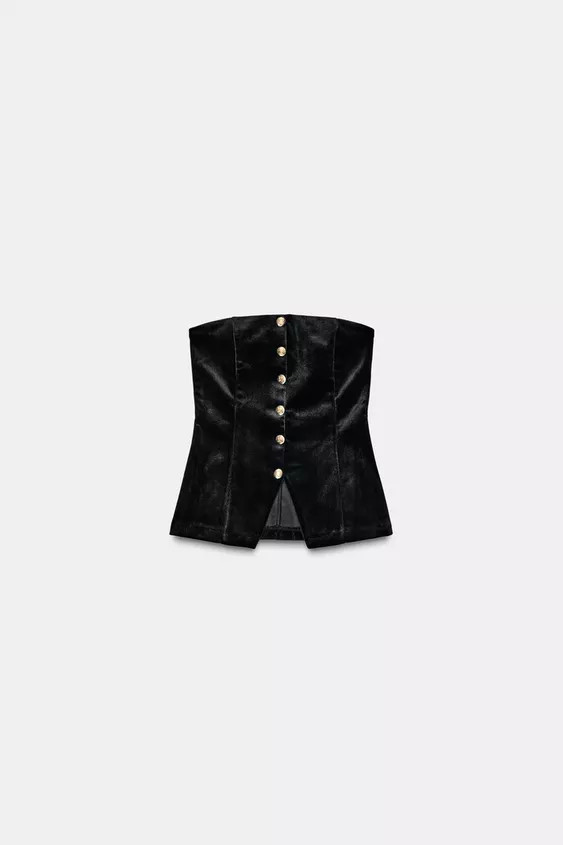 VELVET STRAPLESS TOP | Zara US