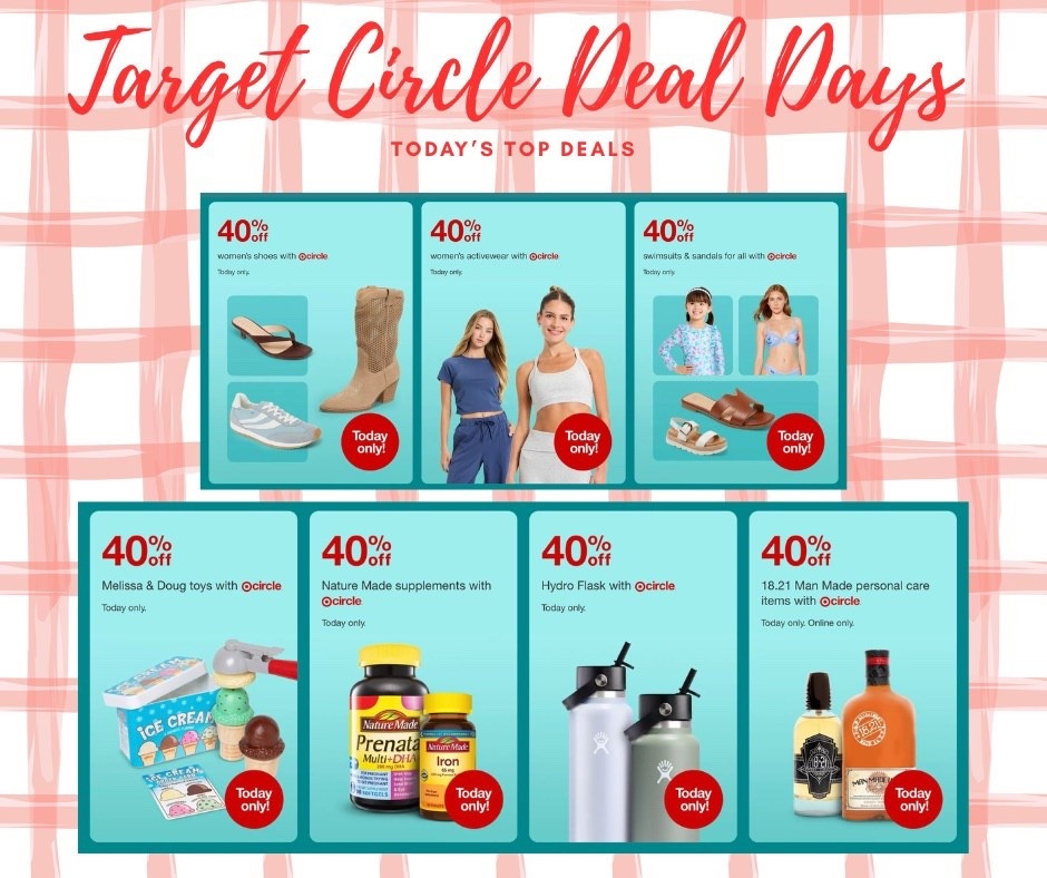 🎯 Today’s Target deals are SO GOOD!! 😱

We’re talking 40% OFF women’s shoes + activewear, swimsuits, sandals for the whole fam, Melissa & Doug toys, and more 🙌

Such a good time to stock up for spring + summer ☀️

⏳ Ends TONIGHT — don’t wait!!
👇🎯

#LTKActive #LTKKids #LTKootd