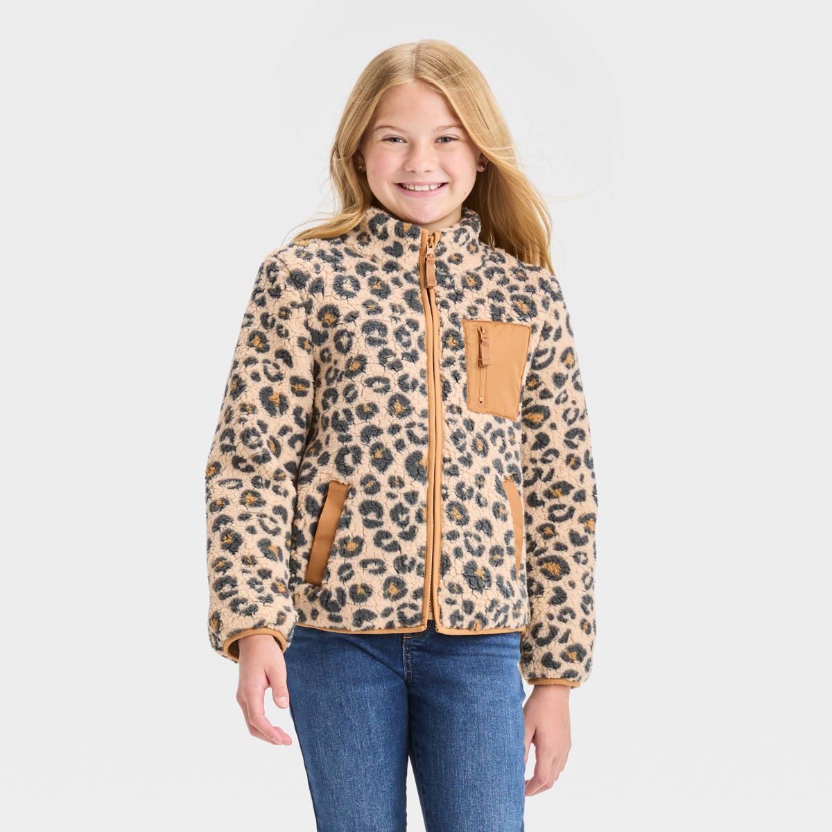 Girls' Faux Shearling Zip-Up Sweatshirt - Cat & Jack™ | Target
