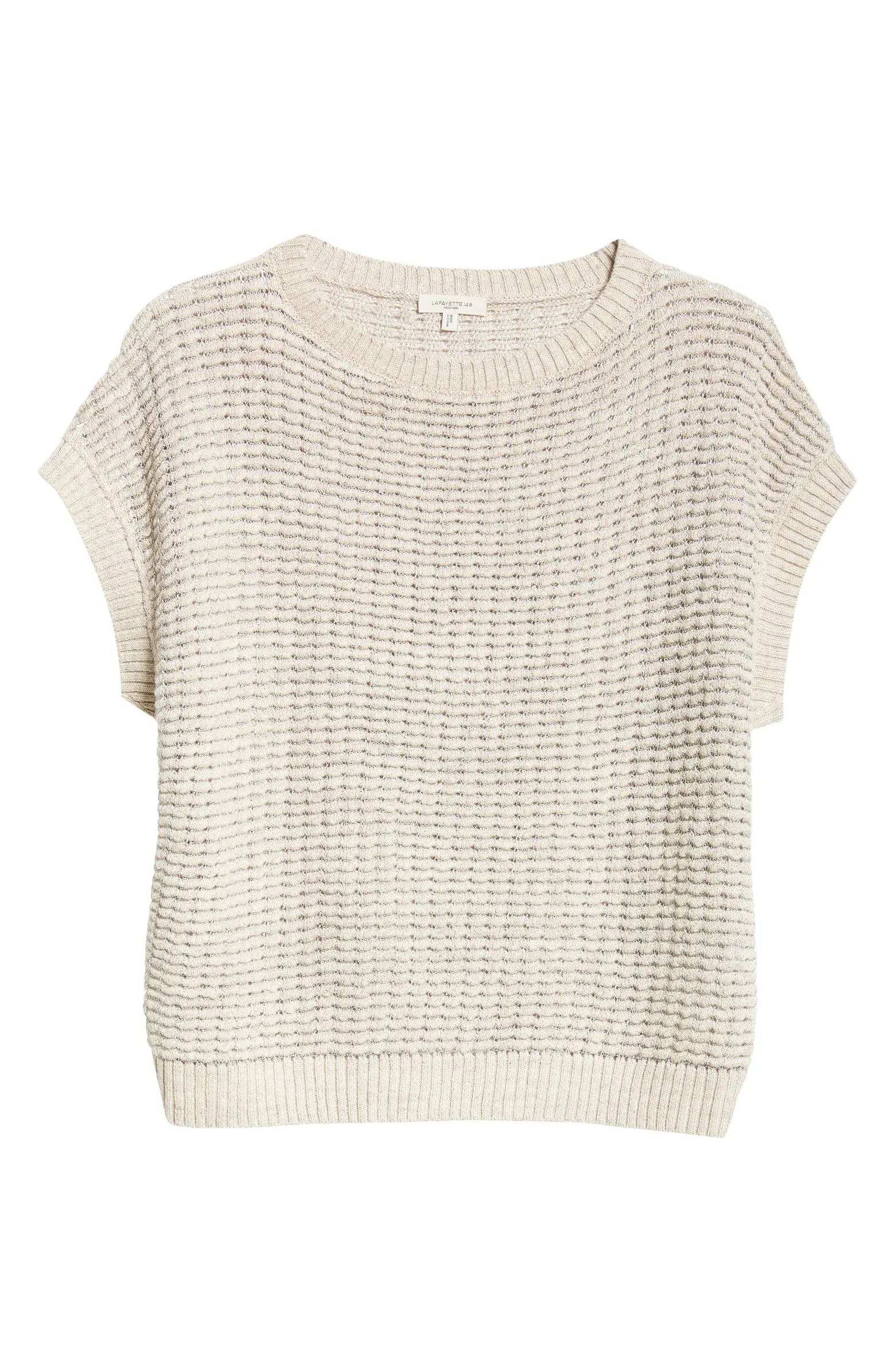 Textured Short Sleeve Linen & Silk Sweater | Nordstrom