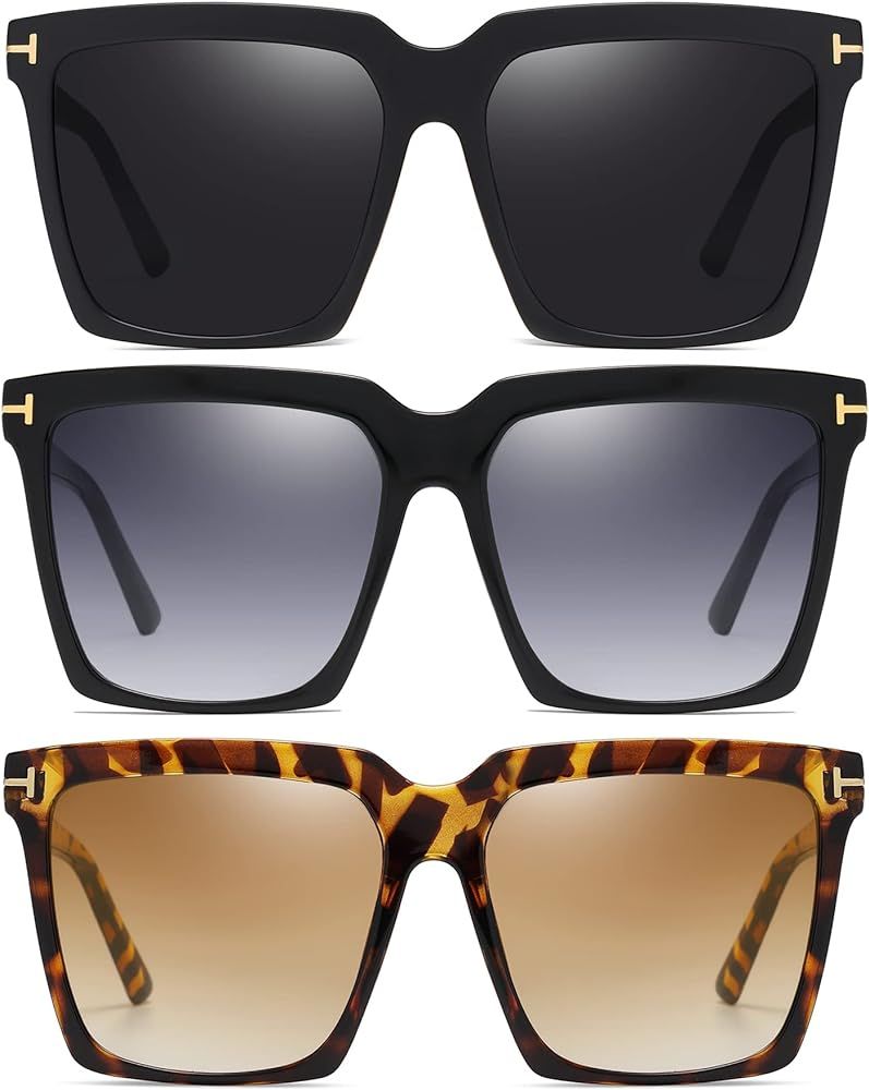 DioKiw Oversize Square Sunglasses for Women Retro Luxury Big Frame Sun Glasses 100% UV Protection... | Amazon (US)