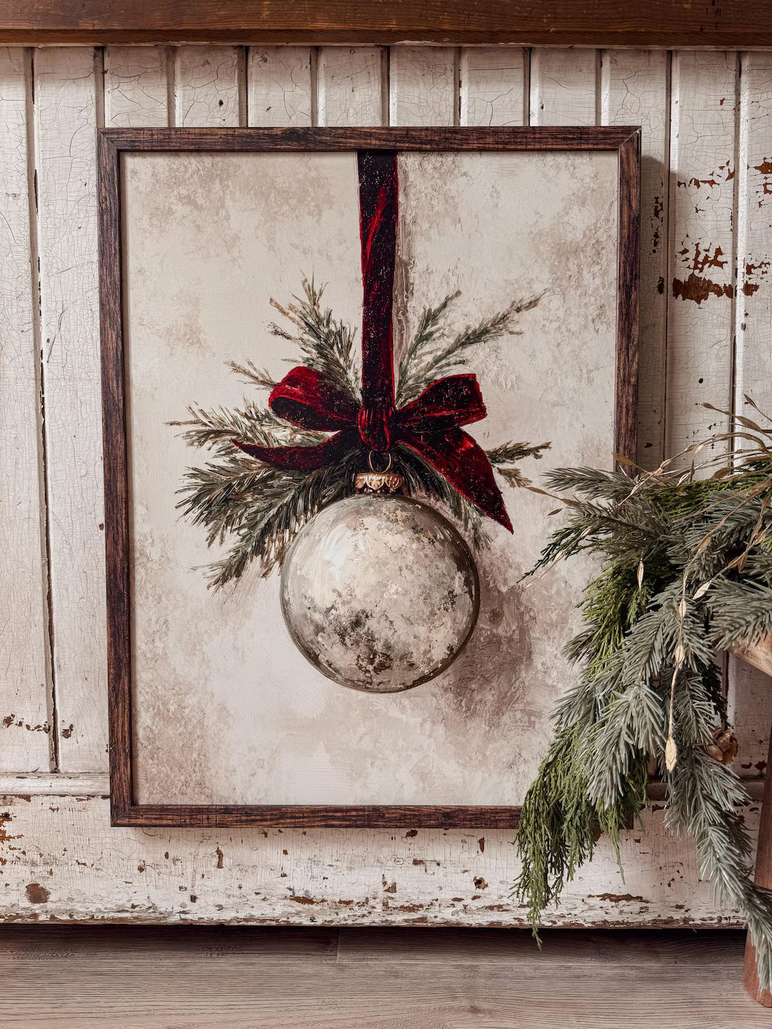 Vintage Christmas Ornament Print, Vintage Farmhouse Christmas Handmade Sign, Christmas Ornament D... | Etsy (US)