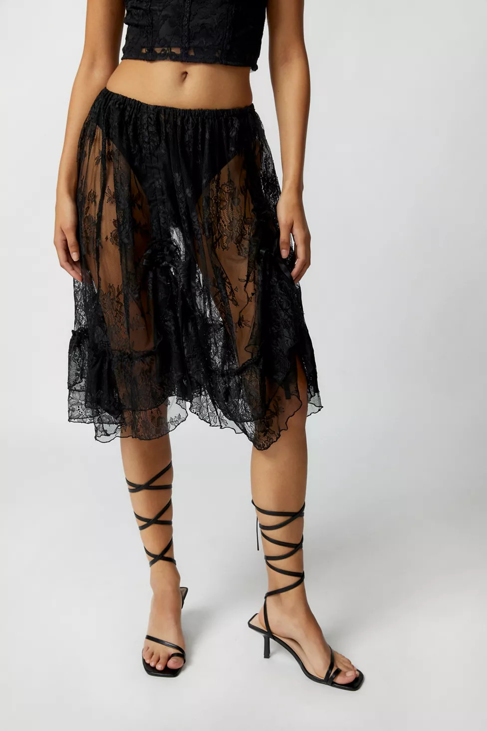 Kimchi Blue Maeve Sheer Lace Midi Skirt | Urban Outfitters (US and RoW)