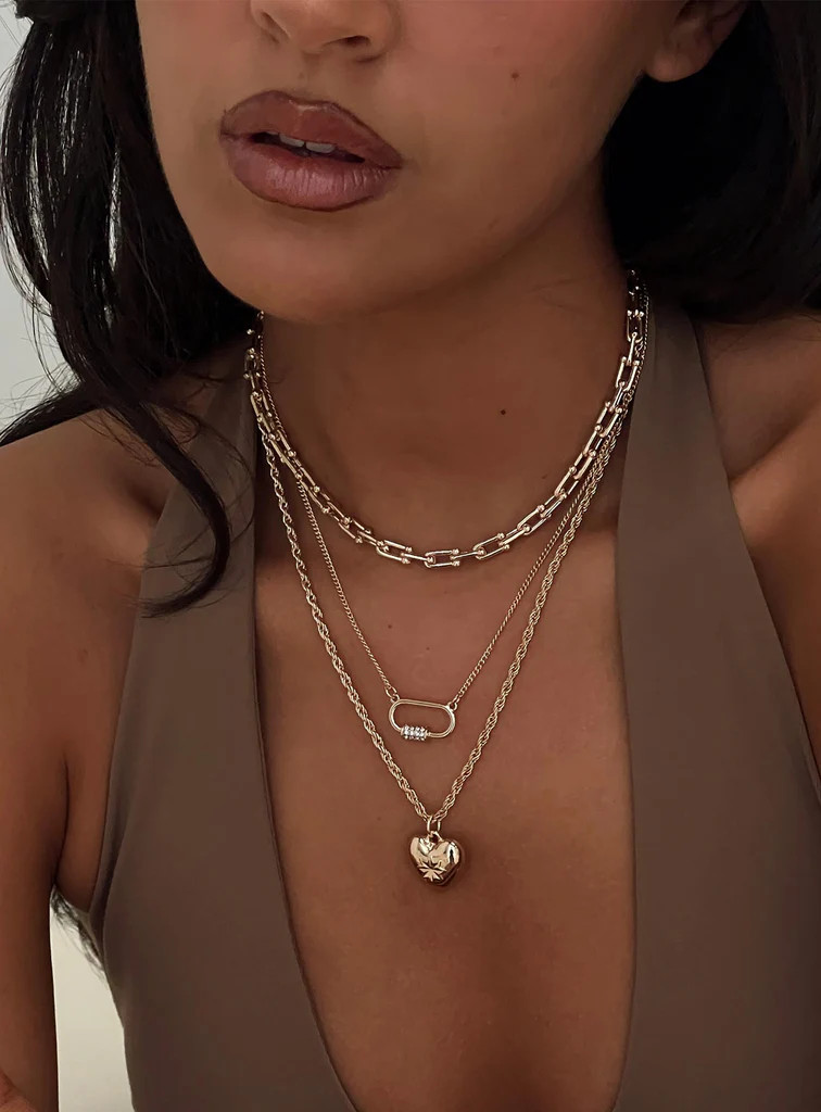 Double Date Layered Necklace Gold | Princess Polly US