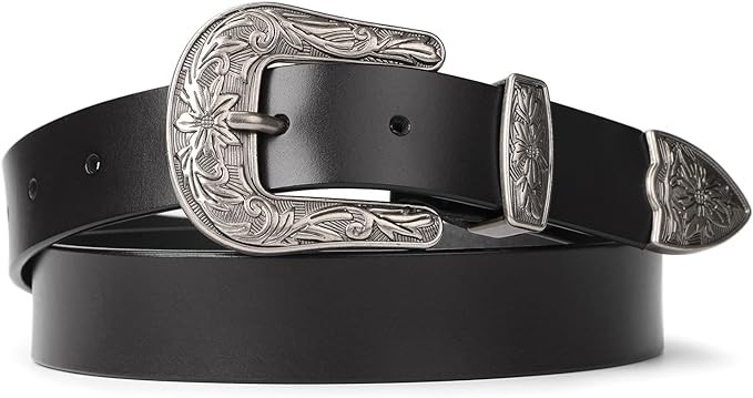SUOSDEY Fashion Leather Belts for Women with Vintage Metal Buckle Belt | Amazon (US)
