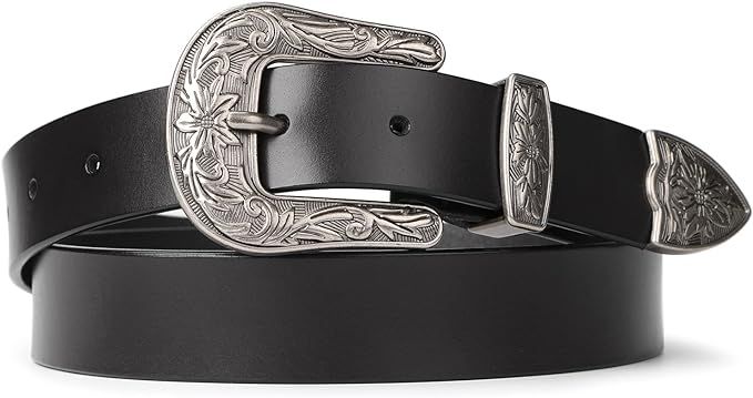 SUOSDEY Fashion Leather Belts for Women with Vintage Metal Buckle Belt | Amazon (US)