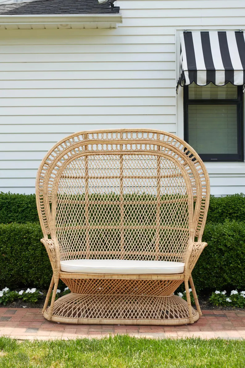 Handmade Rattan Bohemian Style Bench - Etsy | Etsy (Global)