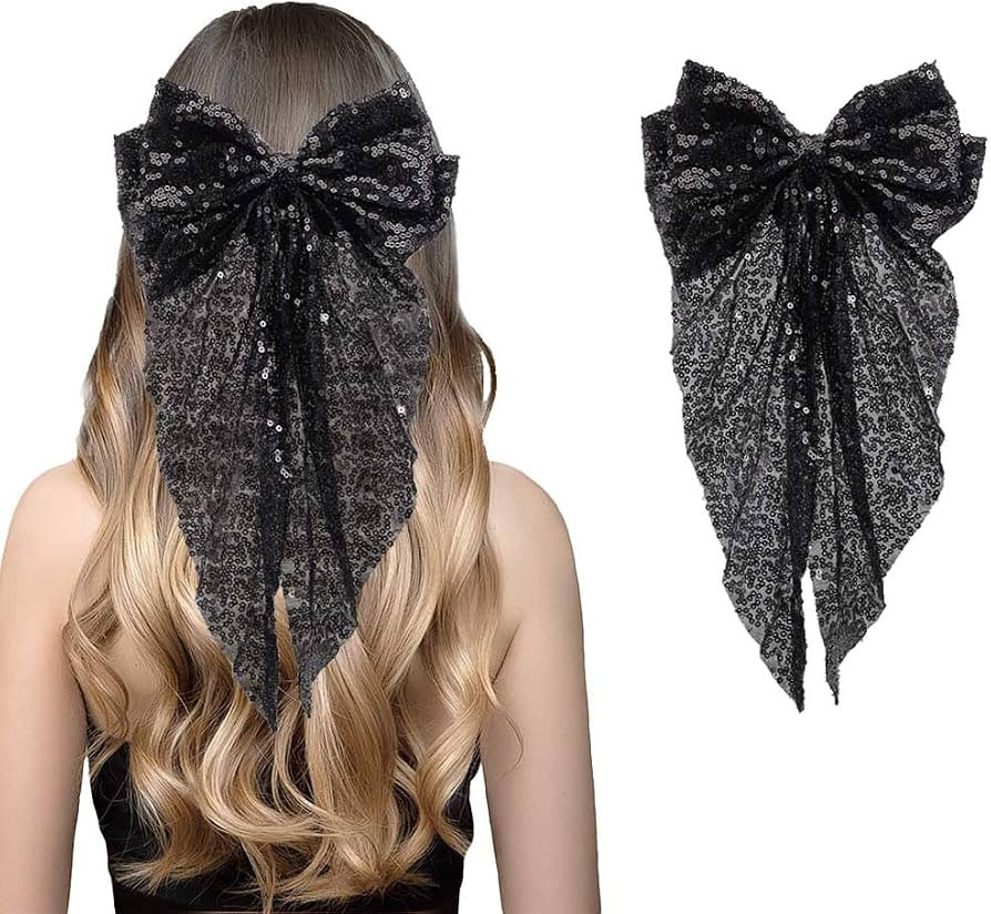 Glitter Hair Bows for Women Large French Sequin Hair Bows Clips Sparkly Hair Accessories Gifts fo... | Amazon (US)