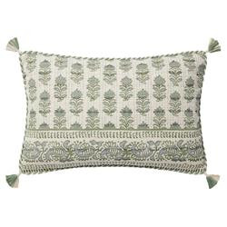 Loloi French Country Sage Cotton Down Fill Decorative Lumbar Pillow - 13x21 | Kathy Kuo Home