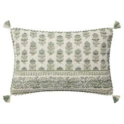 Loloi French Country Sage Cotton Down Fill Decorative Lumbar Pillow - 13x21 | Kathy Kuo Home